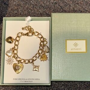 Gold Charm Bracelet with Heart and Star Charms